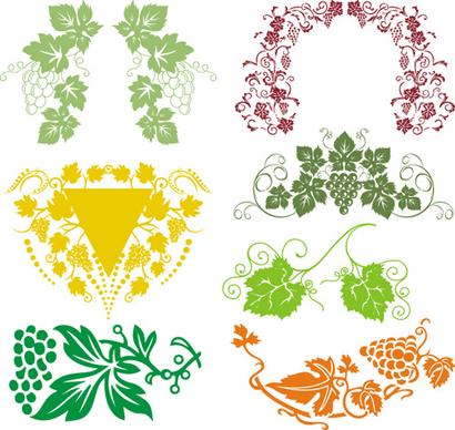 elements of grapes style borders vector