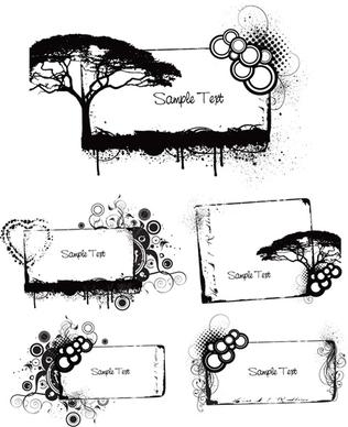 elements of grunge floral vector set