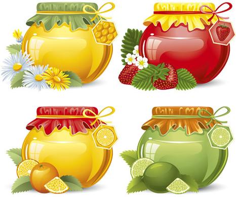 elements of honey and bees vector set