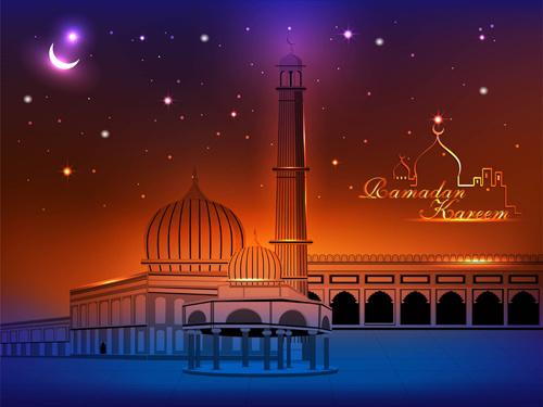 elements of mosque backgrounds vector graphic