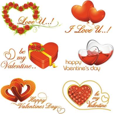 elements of romantic valentine39s day 02 vector