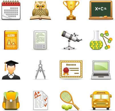 elements of school design icon vector