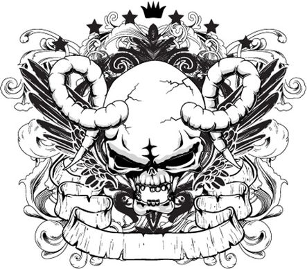 elements of sticker on the shirt skull vector