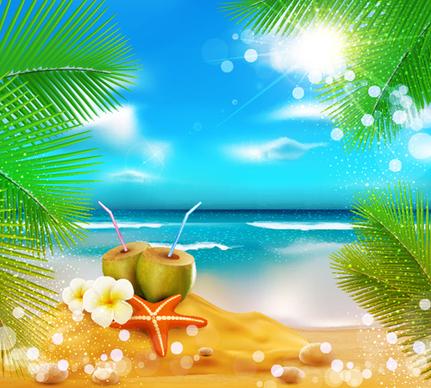 elements of tropical beach background vector art