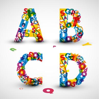 elements of various alphabet art vector