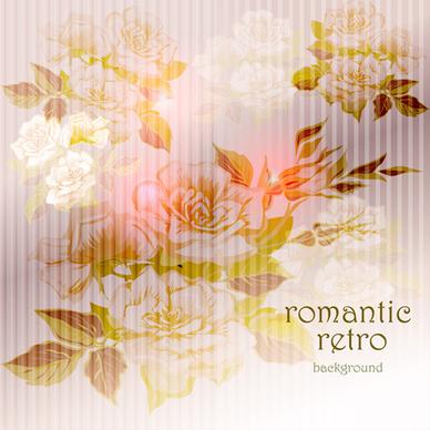 elements of vintage background with flowers vector graphics