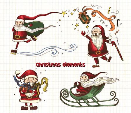 elements of vintage christmas design vector graphics
