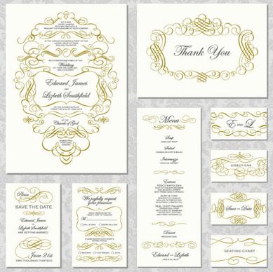 elements of vintage lace cards vector