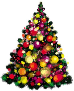 elements of vivid christmas tree with ornaments