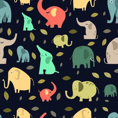 elephant background colorful flat icons