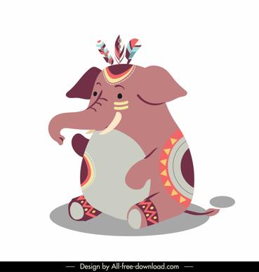 elephant icon tribal makeup sketch cute cartoon character