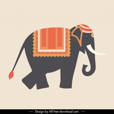 elephant india design elements flat cartoon