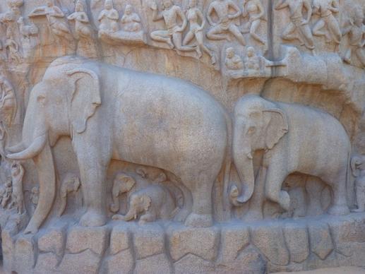 elephant relief descent of the ganga