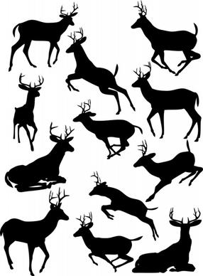reindeer icons black silhouette sketch