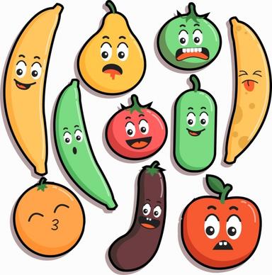 emoticon background cute stylized fruit icons