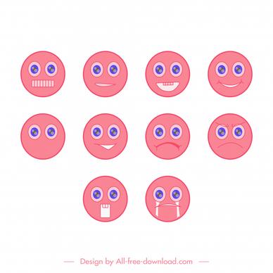 emoticon sets funny circle facial sketch