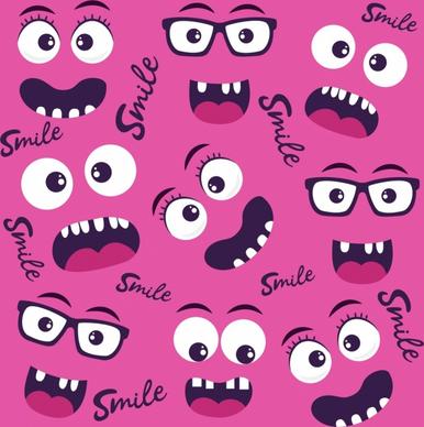 emotion faces background funny design various emoticon