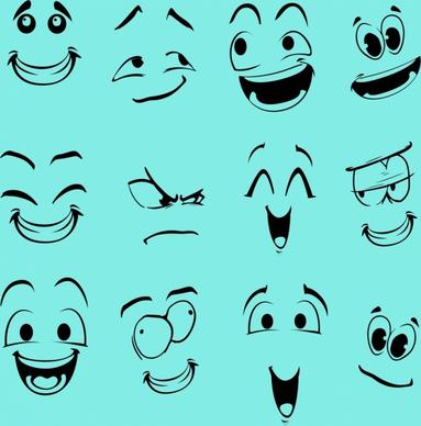emotion faces collection funny emoticon design
