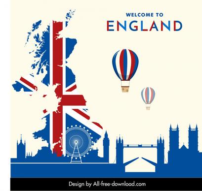 england advertising banner famous landmarks sketch flat silhouette design