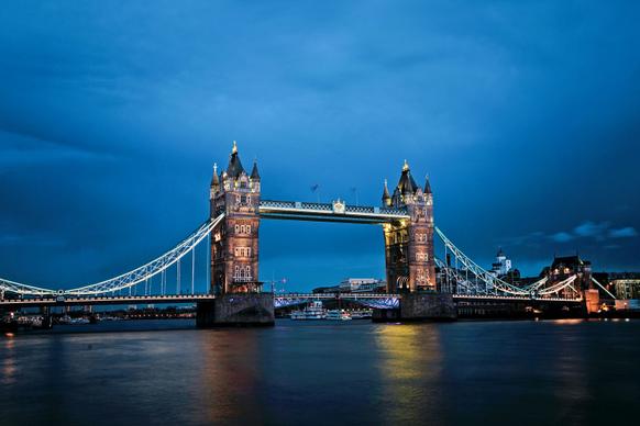 england city scenery picture dark twilight bridge architecture