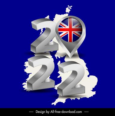 england flag 2022 backdrop template modern 3d number silhouette map decor
