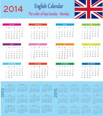 English Calendar 2014