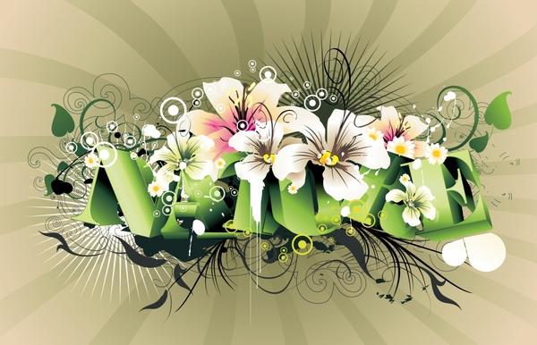 floral background dynamic 3d text decor