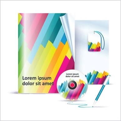 corporate identity sets colorful abstract modern stripes decor