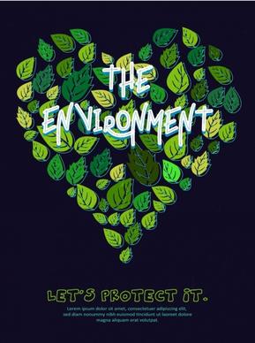 environment banner green leaves icons heart layout