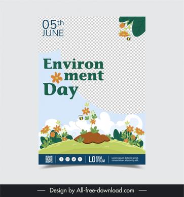 environment day poster template cute cartoon nature scene 