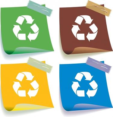 recycle sticker templates colored 3d design
