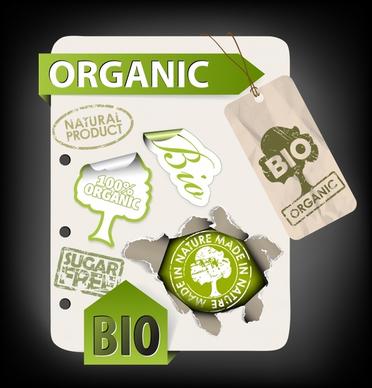 organic stickers templates green modern retro shapes
