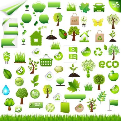 eco design elements green symbols sketch