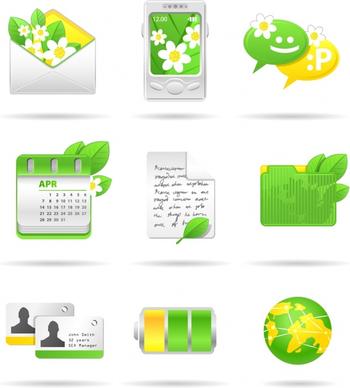 ui icons ecological themes decor yellow green design