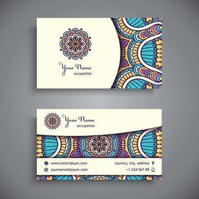 ethnic decorative elements business card vector