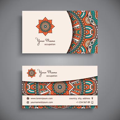 ethnic decorative elements business card vector