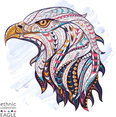 ethnic pattern eagle vector