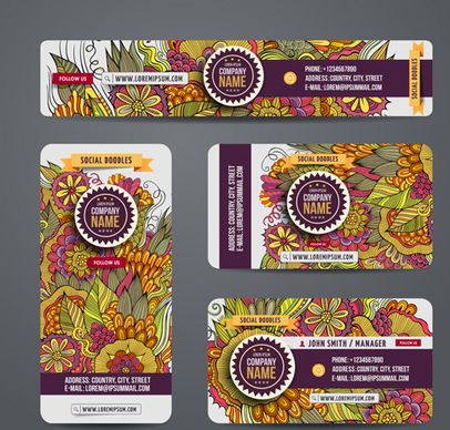 ethnic style floral pattern cards vector set