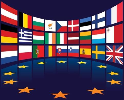 eu background theme 3d colorful design national flags