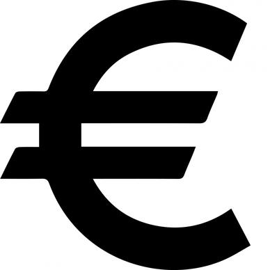 euro currency sign icon symmetry flat black outline