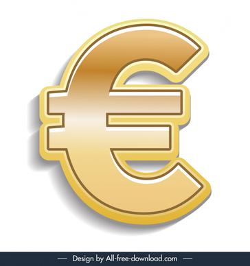 euro sign icon modern shiny golden design