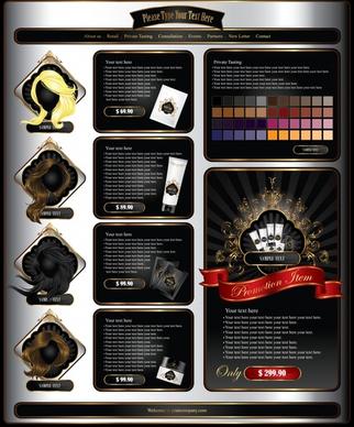 cosmetics advertising banner hairstyle icons elegant dark colorful decor