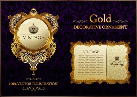 gold decorative templates luxury european shapes
