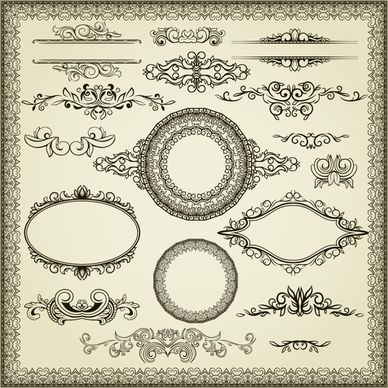 decorative elements templates elegant retro symmetric european shapes
