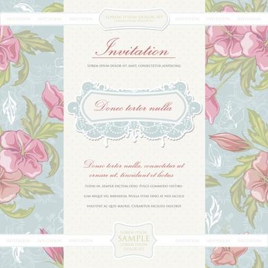 wedding card template elegant retro petals decor
