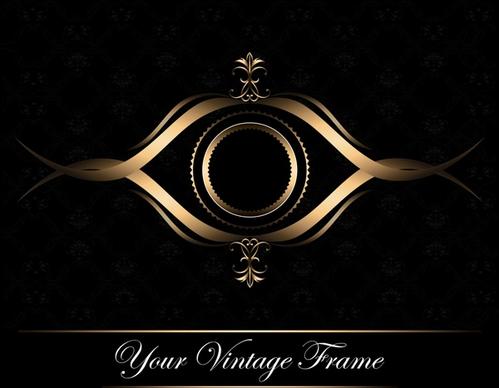decorative frame template luxury shining dark golden symmetric