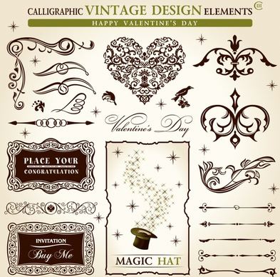 document decorative elements elegant vintage symmetric shapes