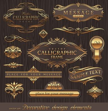 document decorative elements elegant dark golden shapes