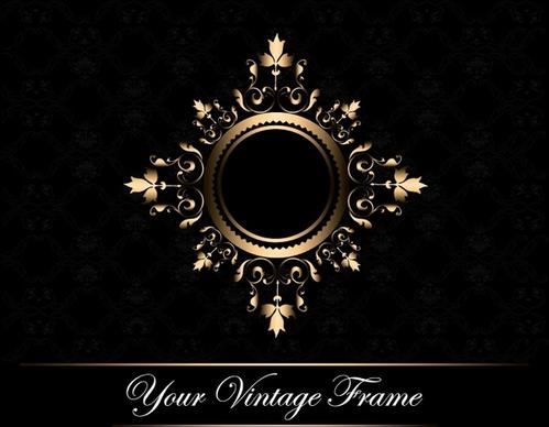 decorative frame template luxury dark golden symmetric shape