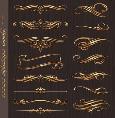 document decorative elements elegant luxury golden curves shapes